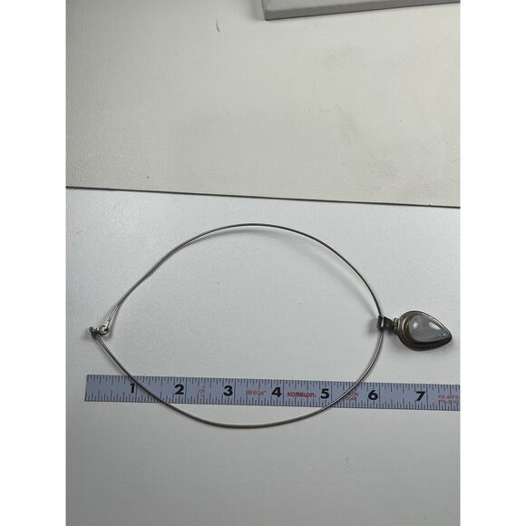 White Quartz Pendant Sterling Silver Necklace Snake Chain 16" - Picture 2 of 11